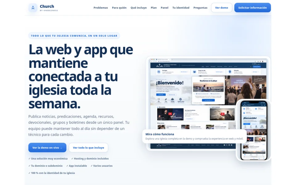 Church by OneBizness · Web y app premium para iglesias