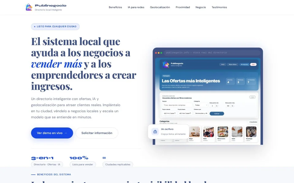 Publinegocio · Directorio de Ofertas con IA